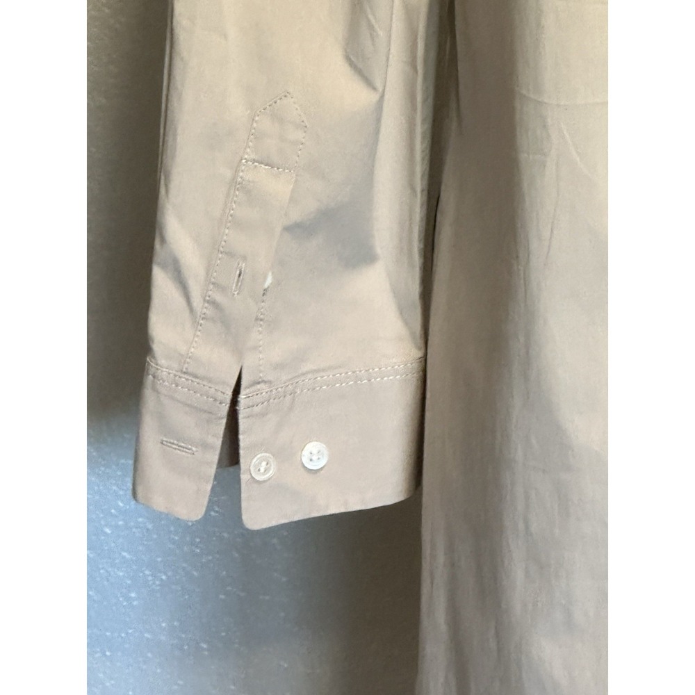 Theory Jullitah B Split-Front Poplin Tunic Dress 3/4 Sleeve Tan Pockets Size 2 - Picture 6 of 11